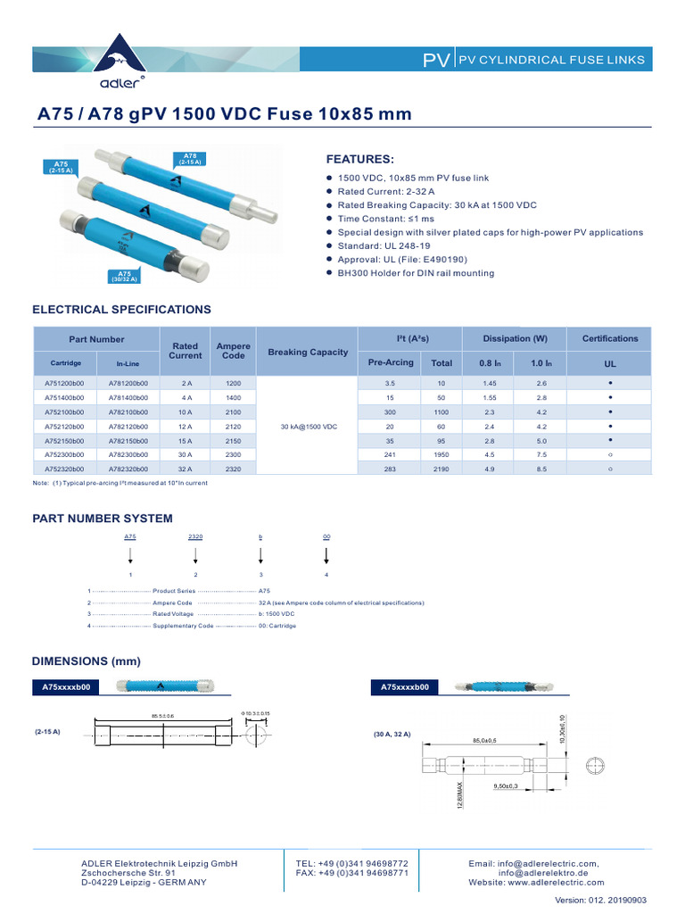 UL 248-19 PV Fuse Link Specifications | PDF | Fuse (Electrical) | Power ...