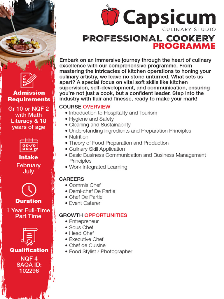 Professional Cookery Programme Overview | PDF | Chef | Vocational Education
