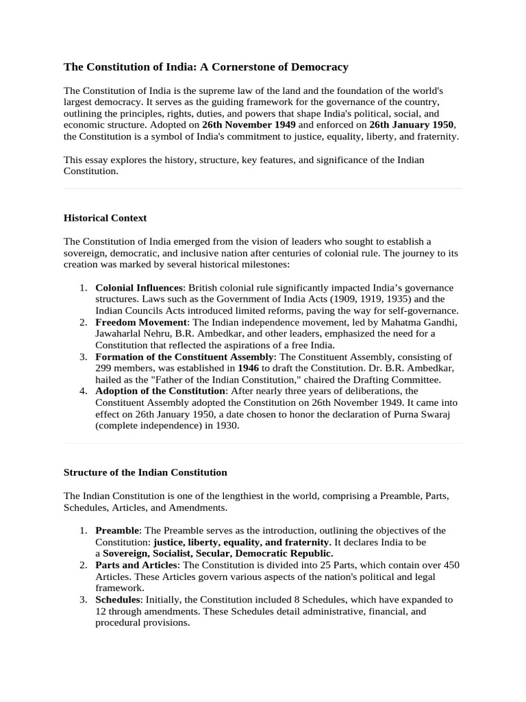Indian Constitution: Foundation of Democracy | PDF | Constitution ...