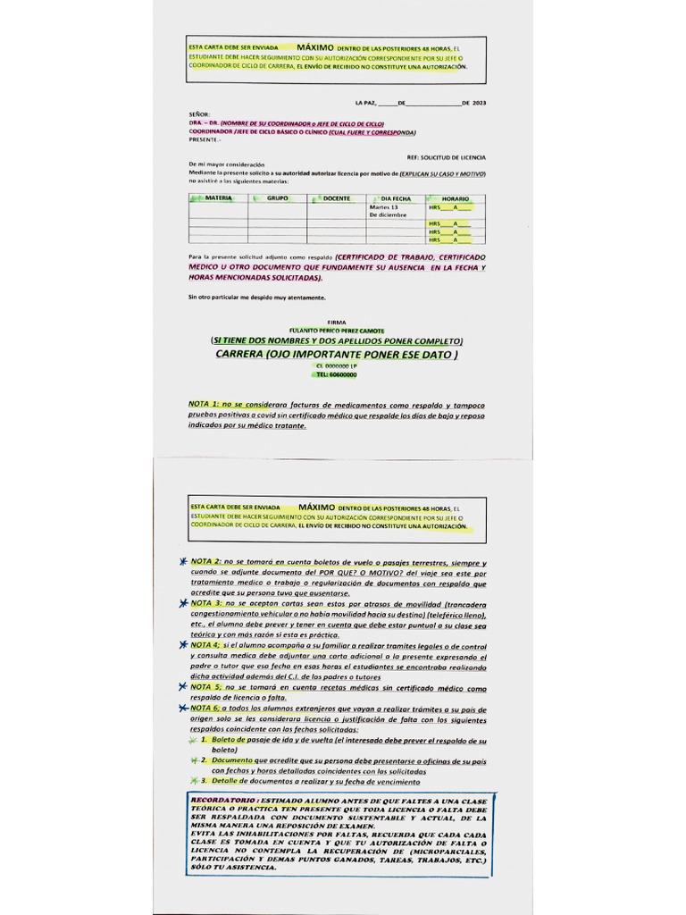 Modelo Carta de Licencia | PDF