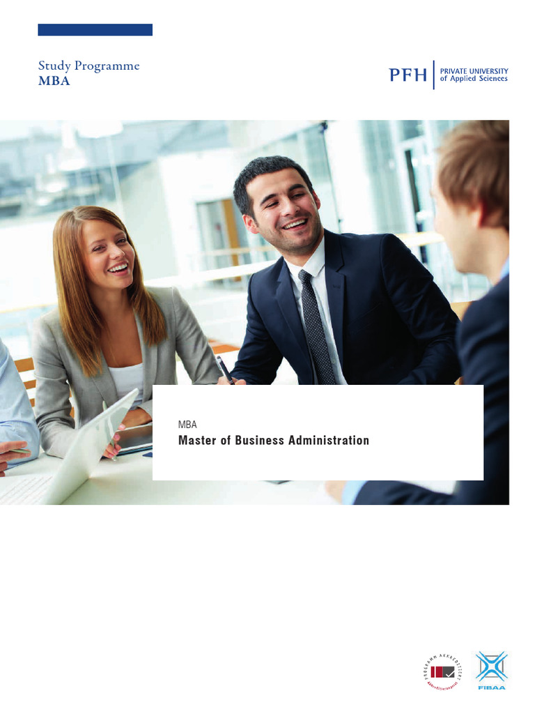 Pfh Study Programme Mba Master Of Business Administration Pdf