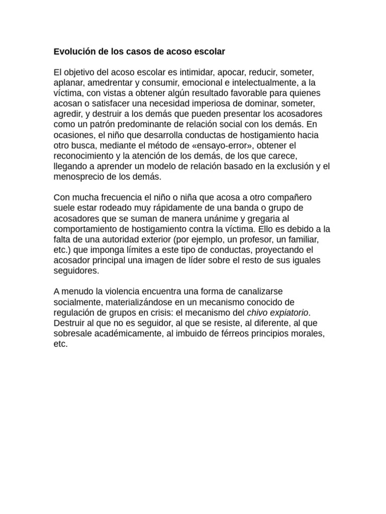 Evolución de Los Casos de Acoso Escolar | PDF | Las emociones | Salud ...