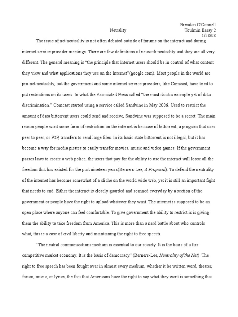 Net Neutrality Essays: Examples, Topics, Titles, & Outlines