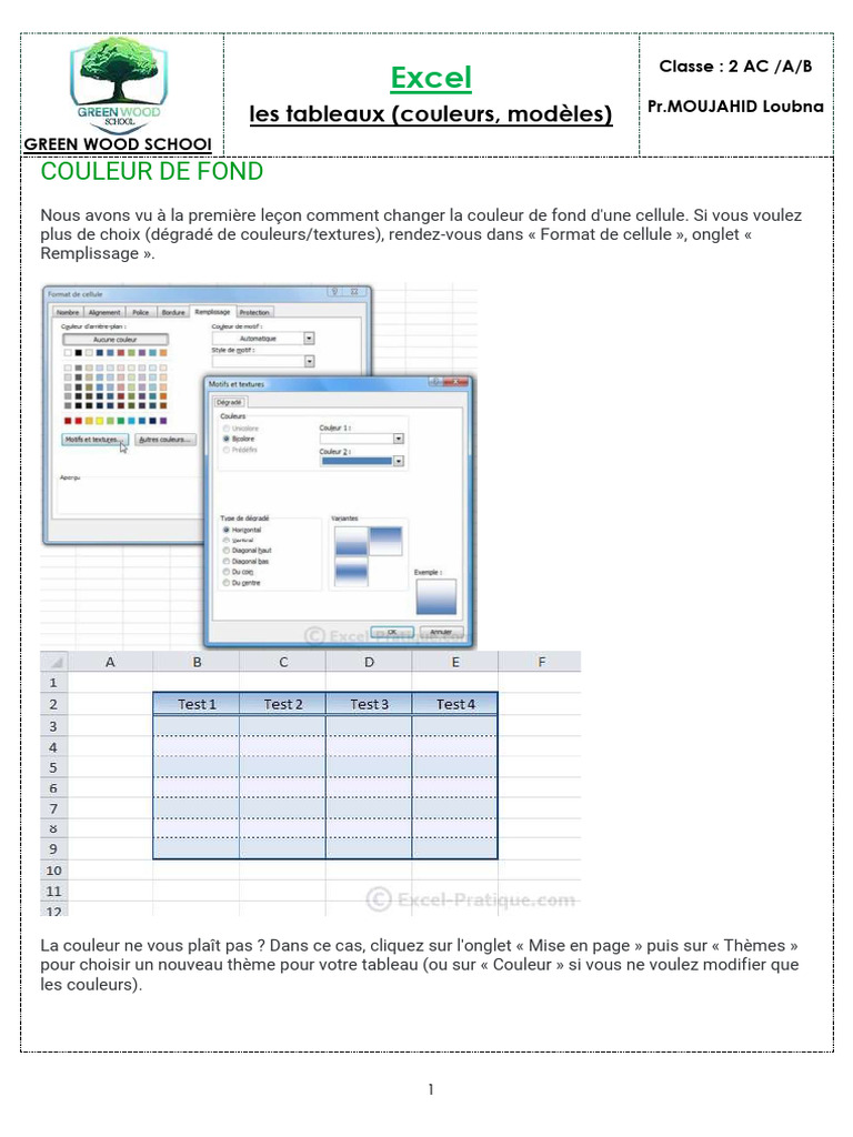 Cours Excel : Création de tableaux | PDF