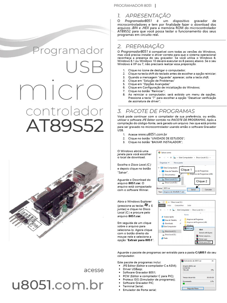 Manual do Programador 8051 USB | PDF | Microsoft Windows | Teclado de ...