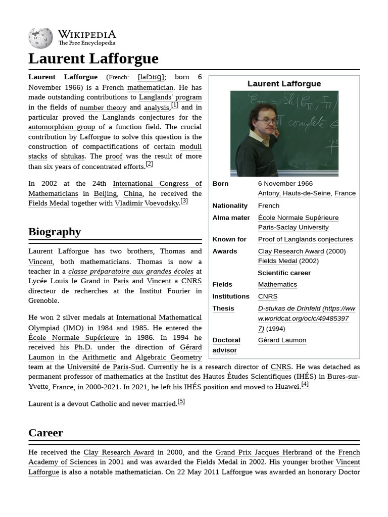 Laurent_Lafforgue | PDF | Mathematics