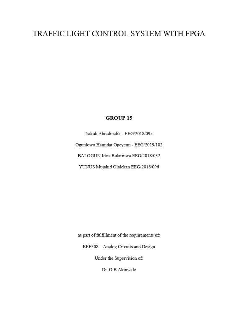 FPGA-Based Traffic Light Control System | PDF | Field Programmable Gate ...