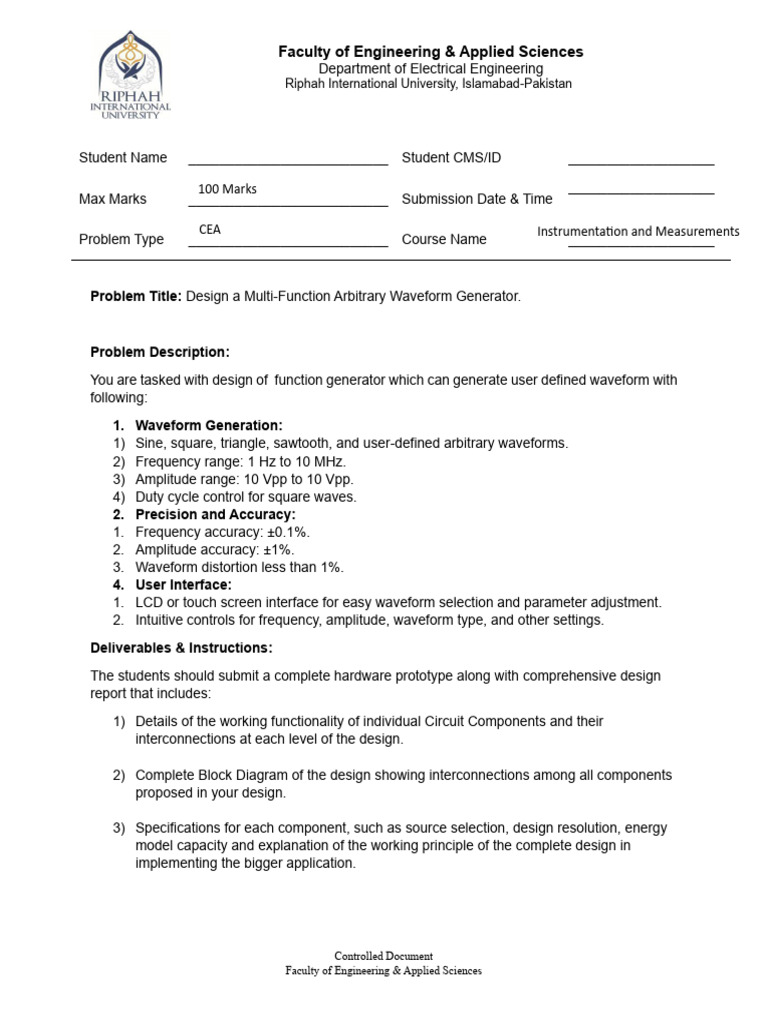 Multi-Function Waveform Generator Design | PDF | Amplitude ...