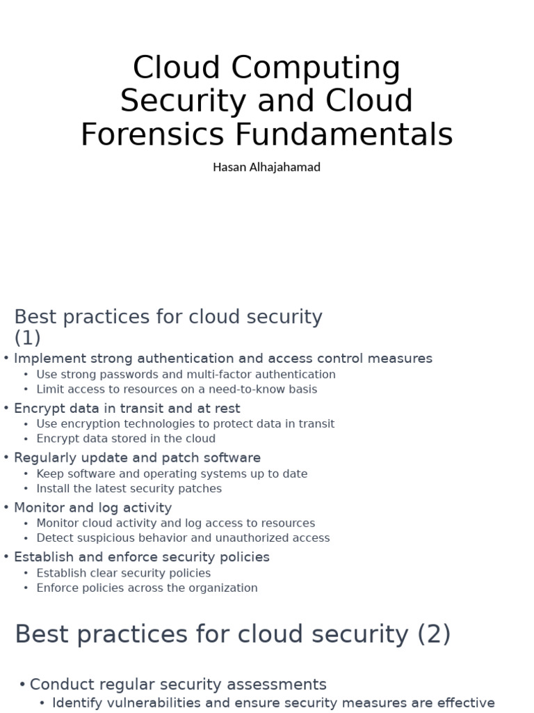 Cloud Security and Forensics Essentials | PDF | Computer Security ...