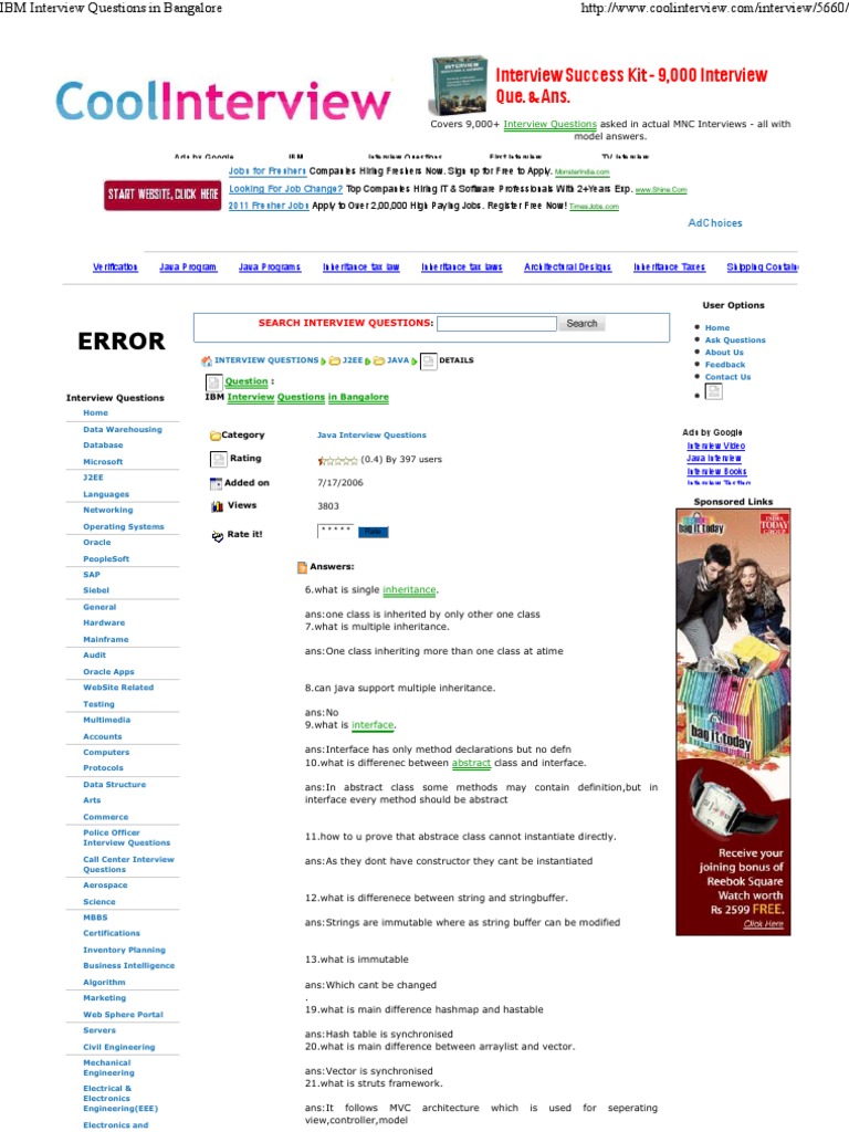  www entrance exam net ibm interview questions in bangalore