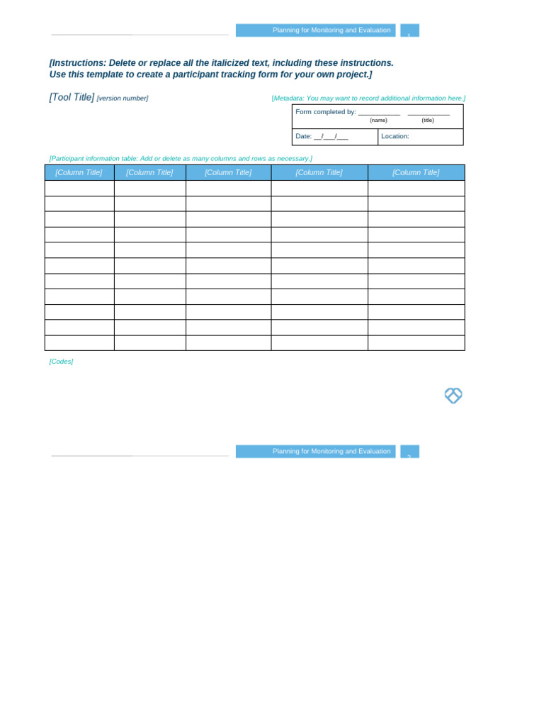 Monitoring & Evaluation Form Template | PDF