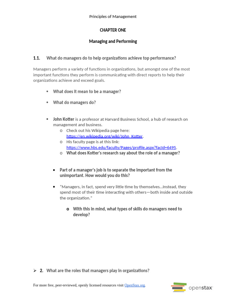 Principles of Management - Study Guide - Ch01 | PDF | Property | Business