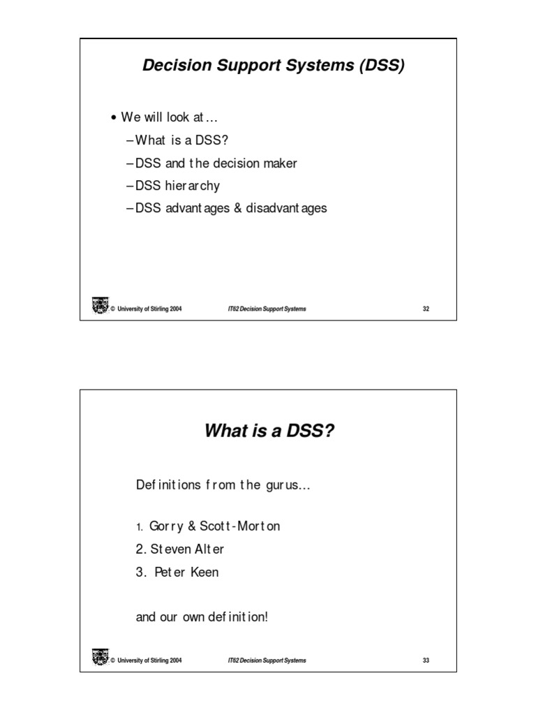 Decision Support Systems (DSS) : What Is A DSS? | PDF | Decision ...