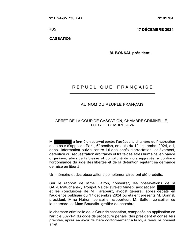 Cassation sur la demande de mise en liberté | PDF | Justice | Crime et ...