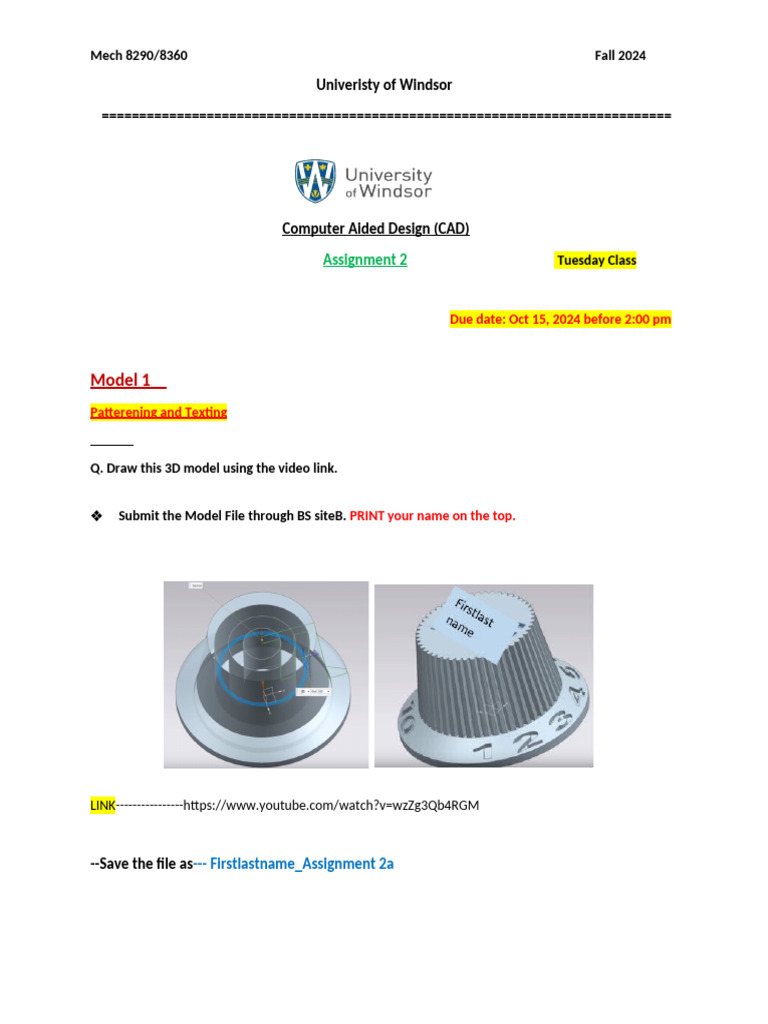CAD Assignment 2 Guidelines Fall 2024 | PDF