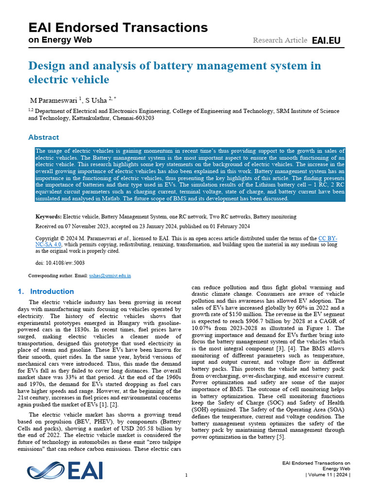 Design and Analysis of Battery Management System I | PDF | Electric ...