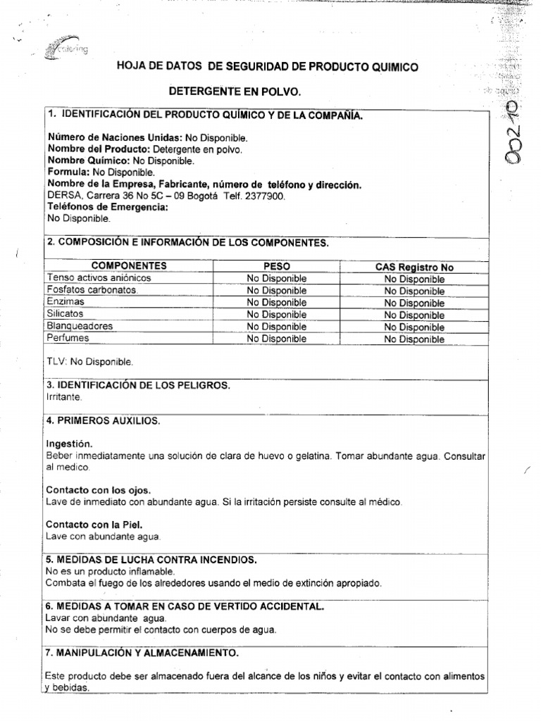 Detergente en Polvo 11-04 | PDF