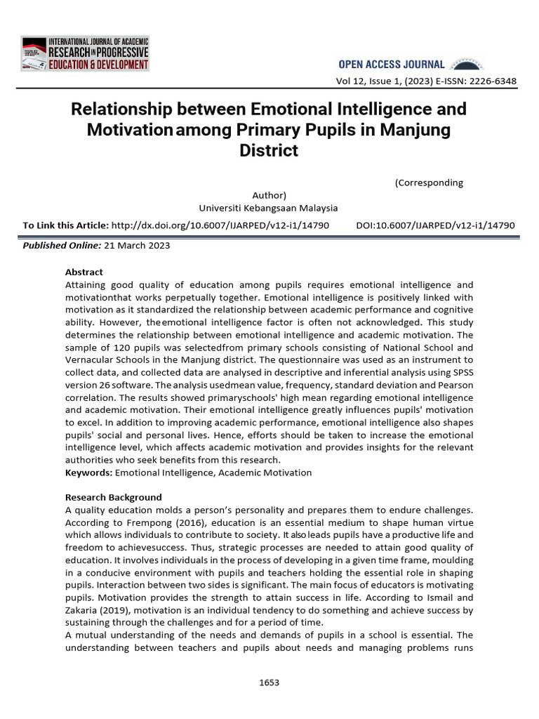 Relationship Between Emotional Intelligence and Motivation Among ...