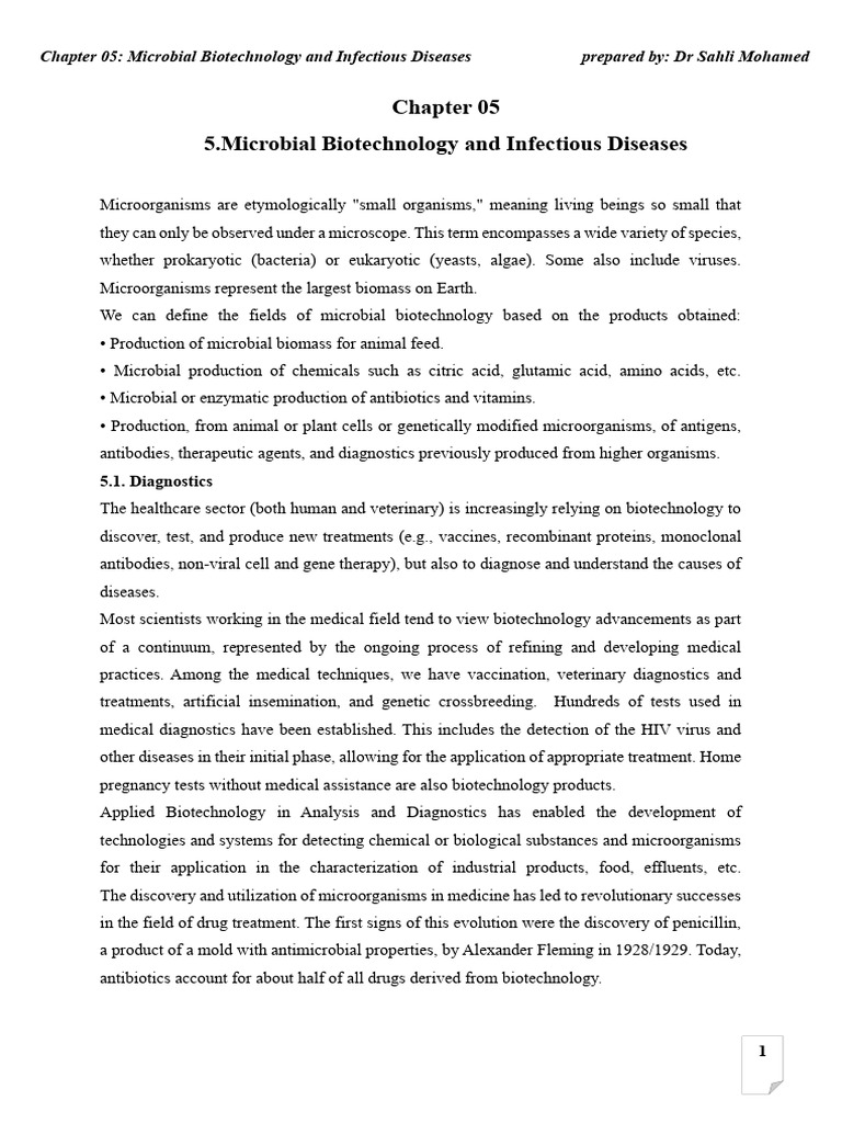 Chapter 05 Microbial Biotechnology and Infectious Diseases | PDF ...