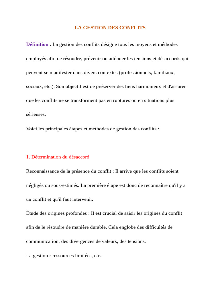 Gestion efficace des conflits : méthodes clés | PDF | Résolution de conflit