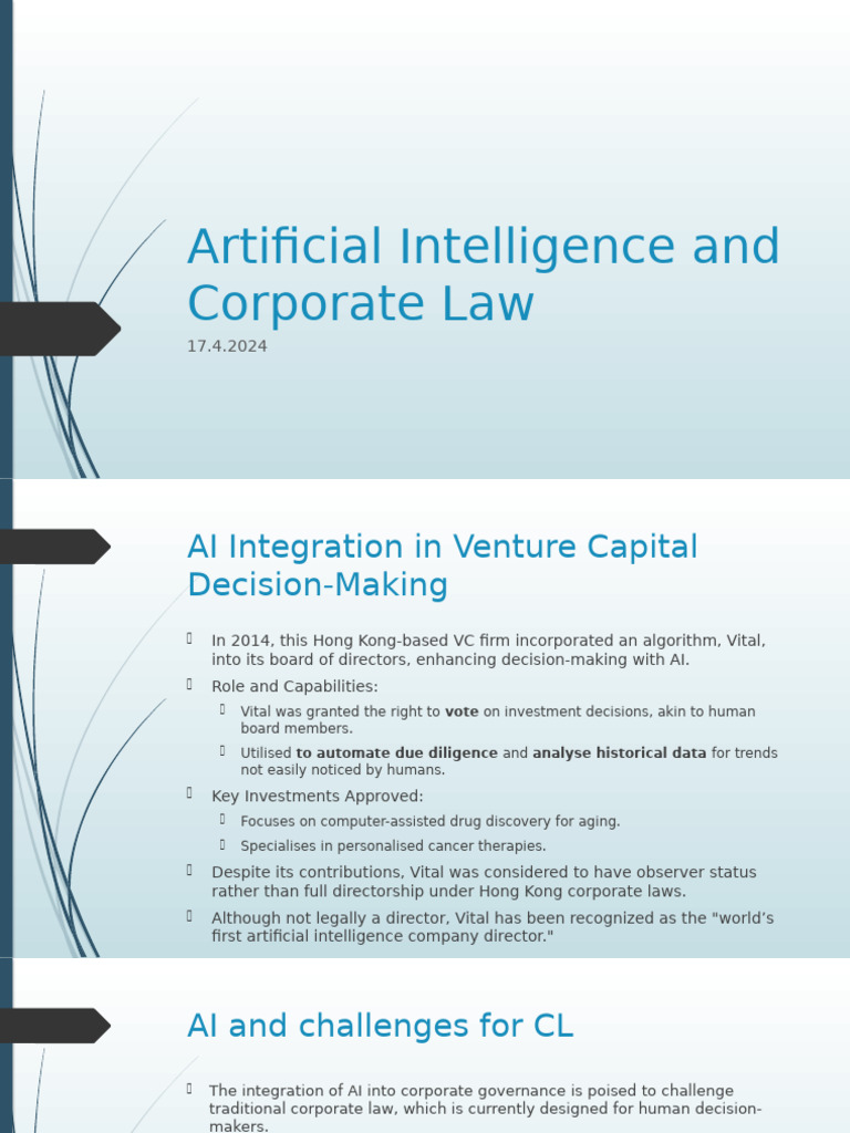 AI's Impact on Corporate Law and Governance | PDF | Artificial ...