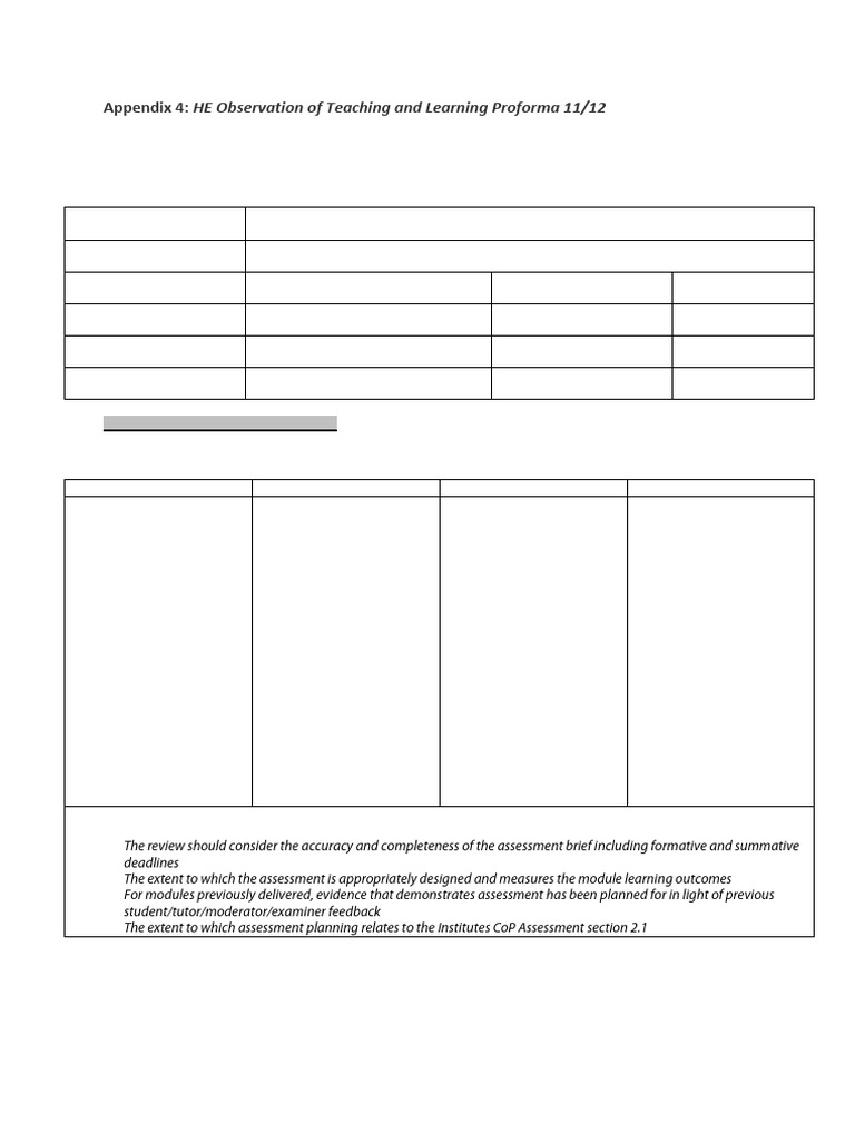 Otl Example of Peer Observation Proformas 1568037286 | PDF ...
