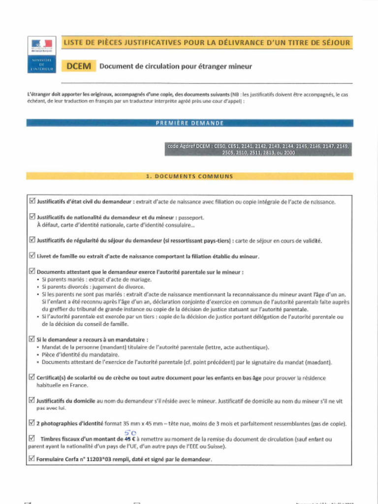 Liste Des Pièces Justificatives Délivrance Titre de Séjour DCEM | PDF
