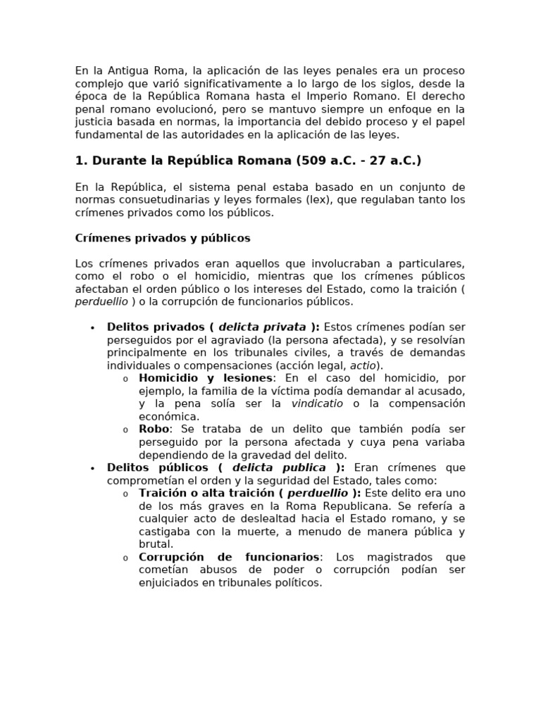 AplicaciÃ N de Leyes en La Antigua Roma | PDF | Crímenes | Crimen y ...
