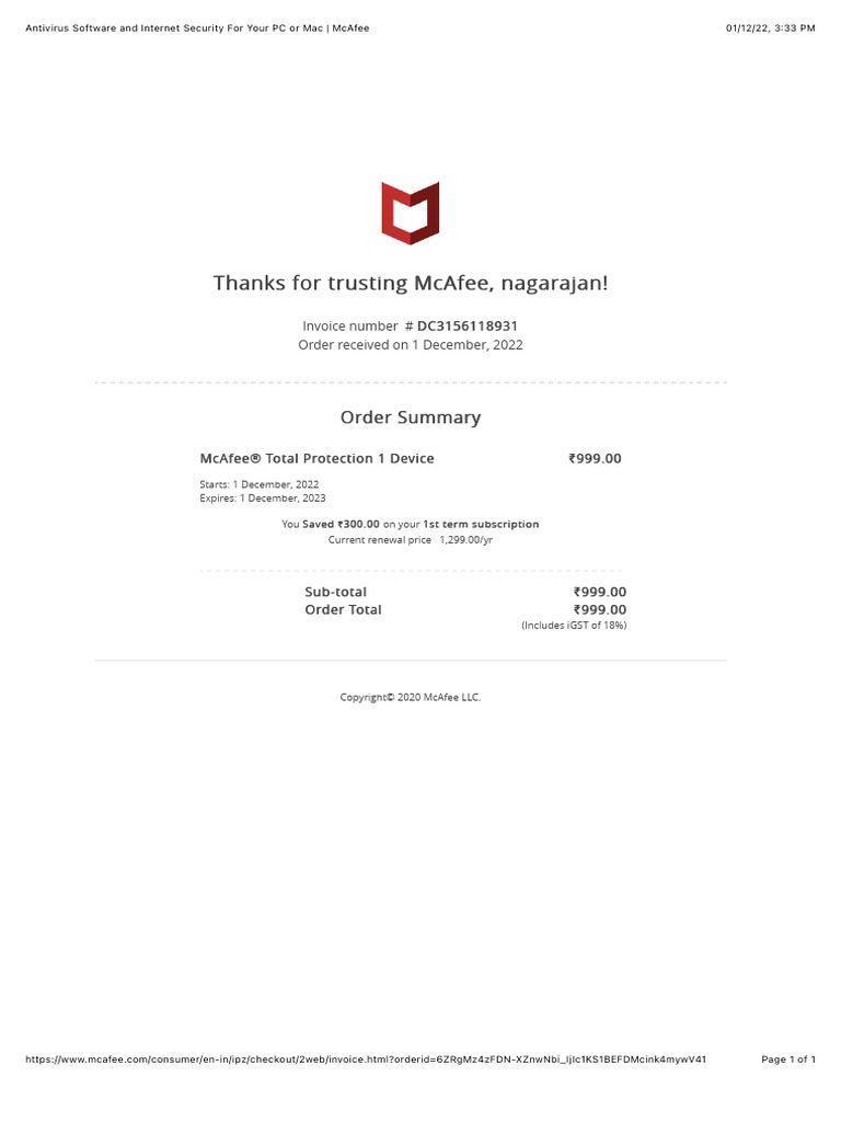 Antivirus Software and Internet Security For Your PC or Mac - McAfee | PDF