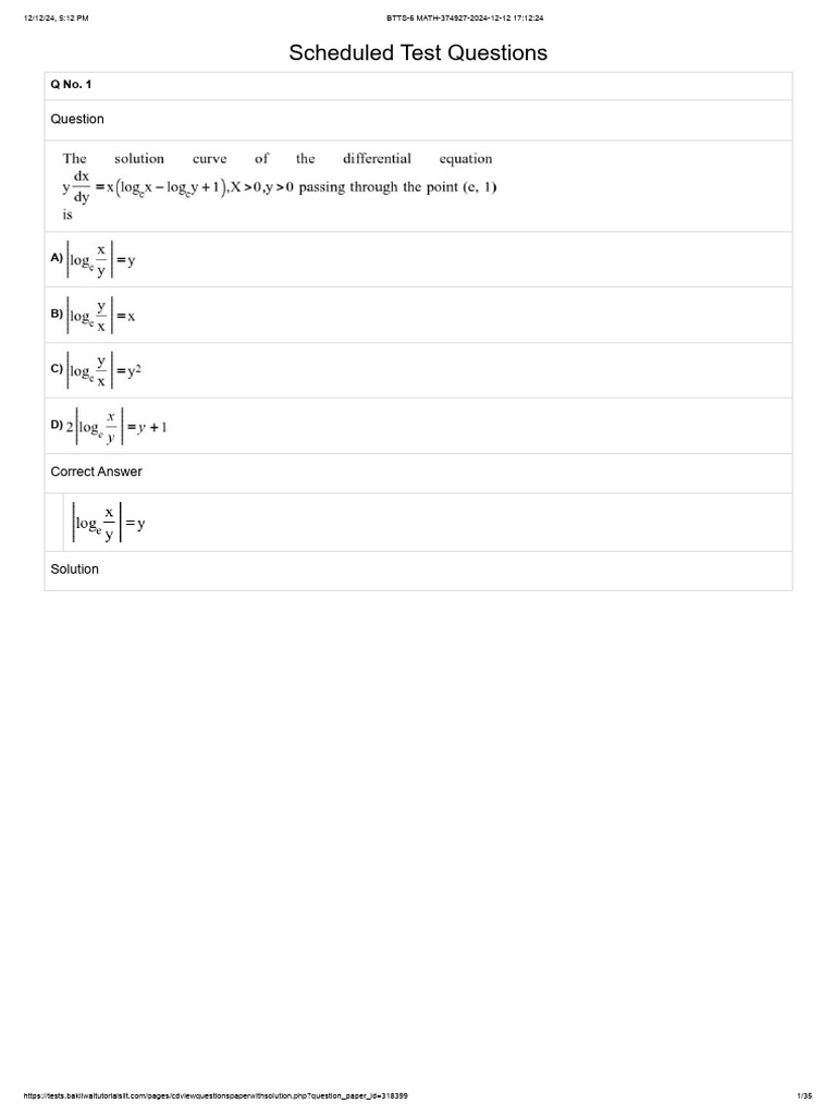 C25 BTTS-06 MATH (Jee Mains) | PDF | Standardized Tests | Student ...