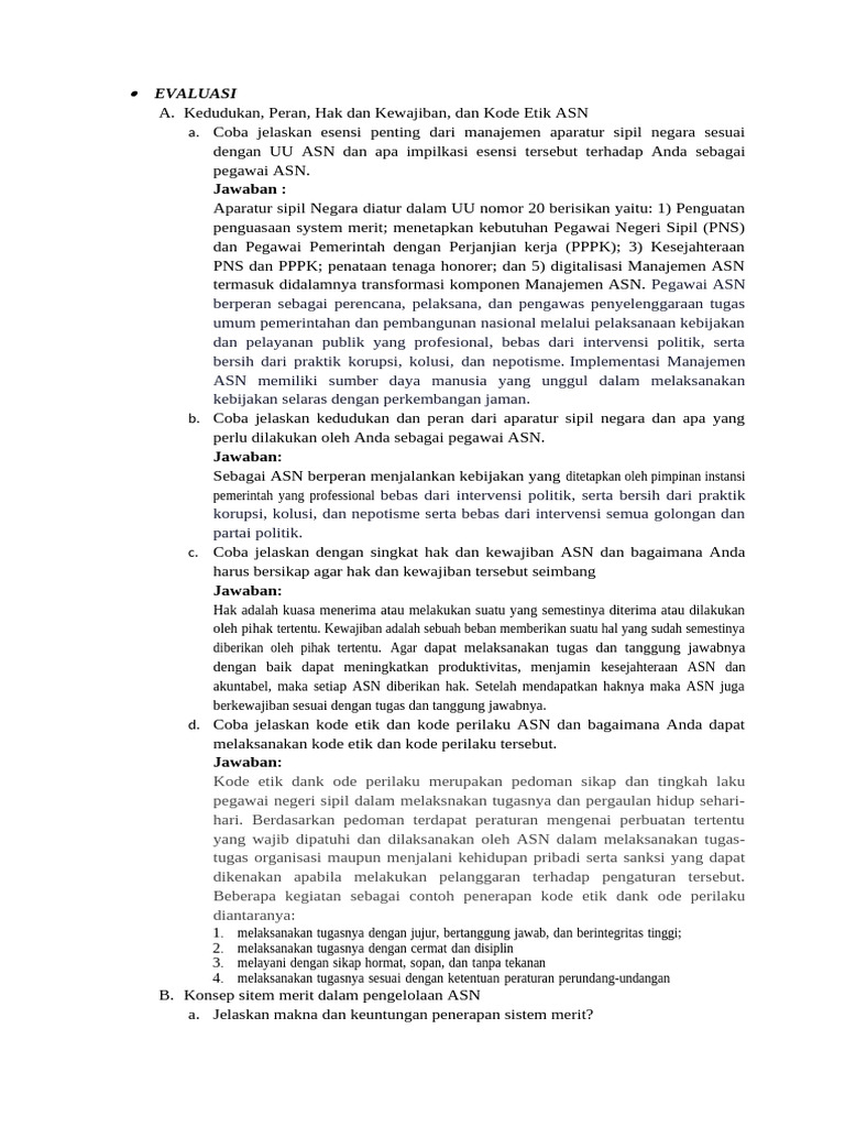 Peran dan Kode Etik ASN dalam Manajemen | PDF