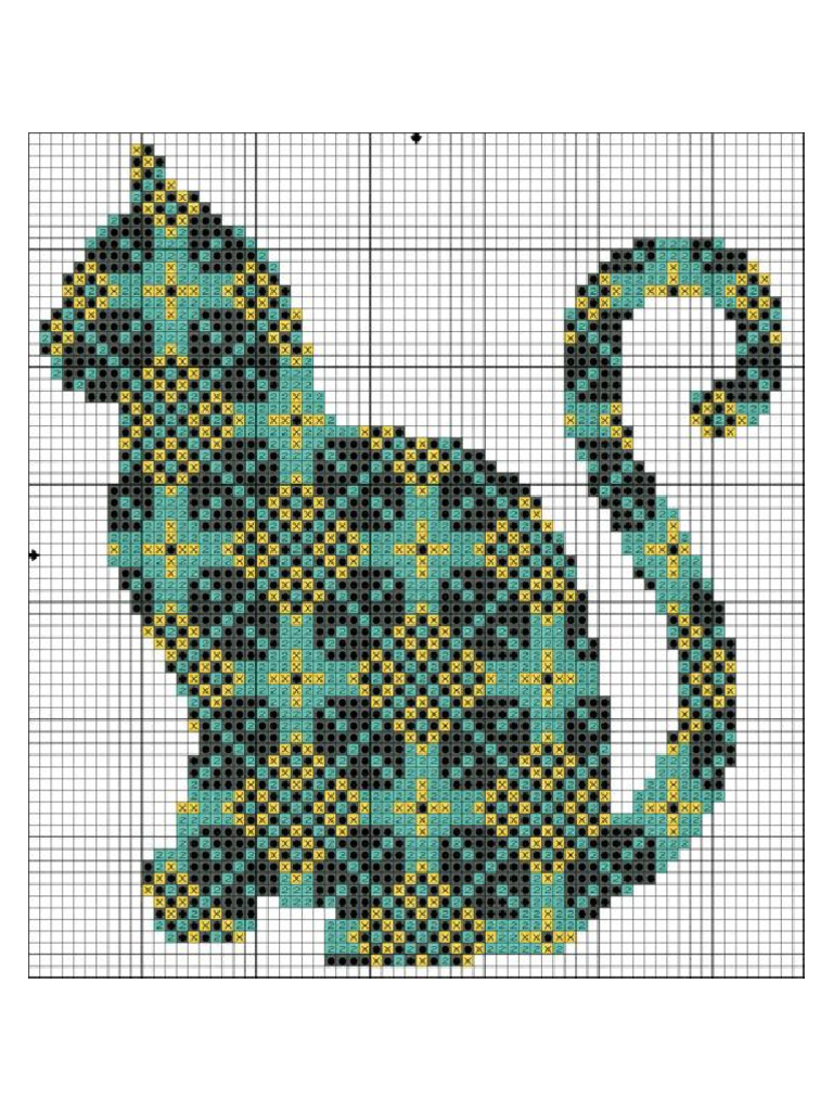 Plaid Cat Cross Stitch Pattern | PDF