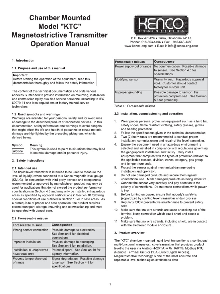 KTC Operation Manual | PDF