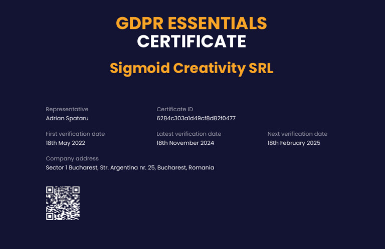Sigmoid Creativity SRL - GDPR Essentials | PDF