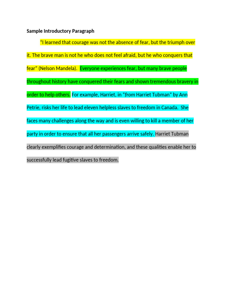 Courage and Bravery in Harriet Tubman | PDF