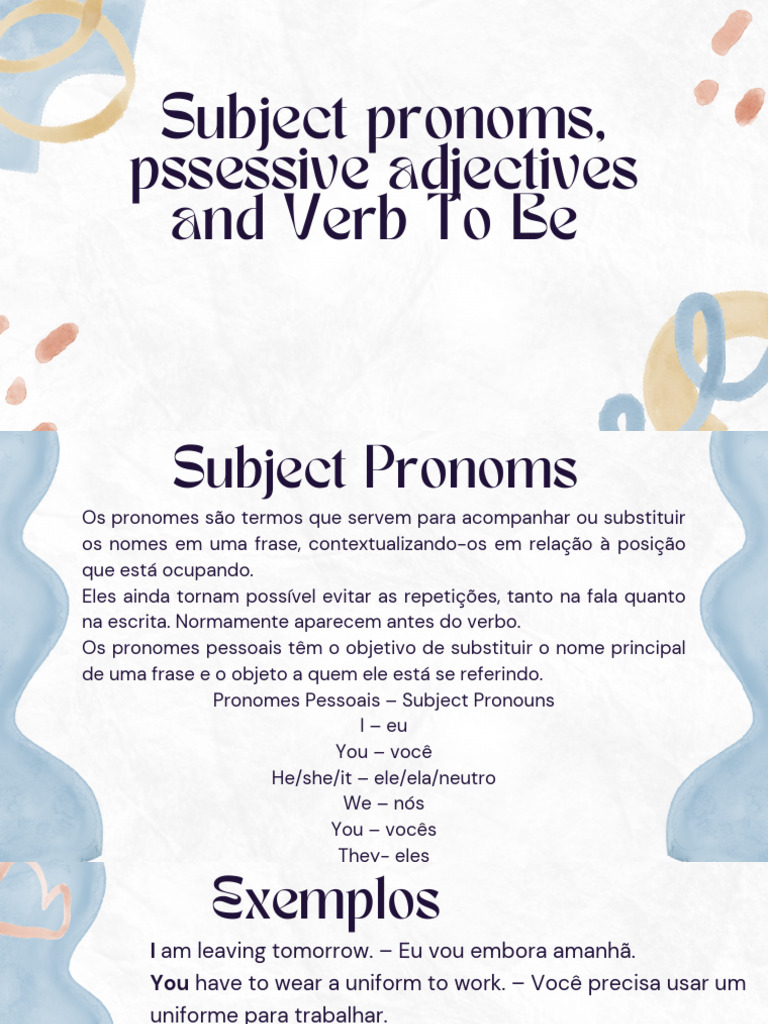 Pronomes e Verbos em Inglês: Guia Completo | PDF | Pronome | Sintaxe