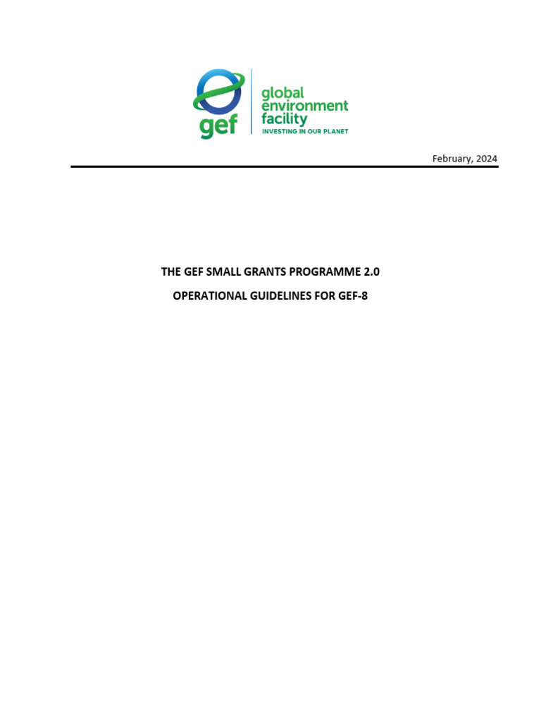 GEF Small Grants Programme 2.0 Guidelines | PDF | Global Environment ...