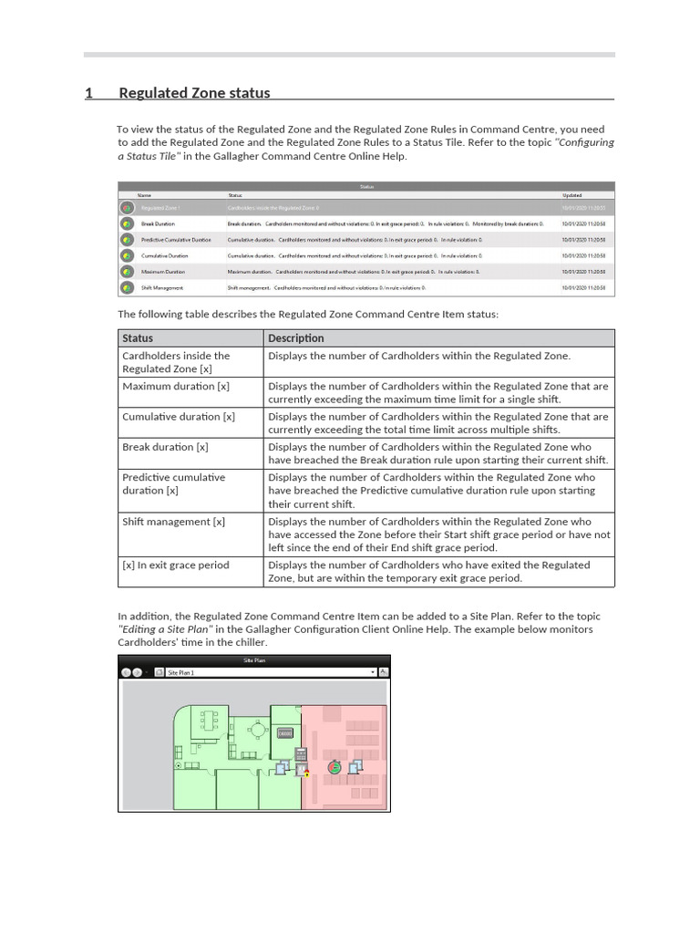 Regulated Zone Status and Events Guide | PDF