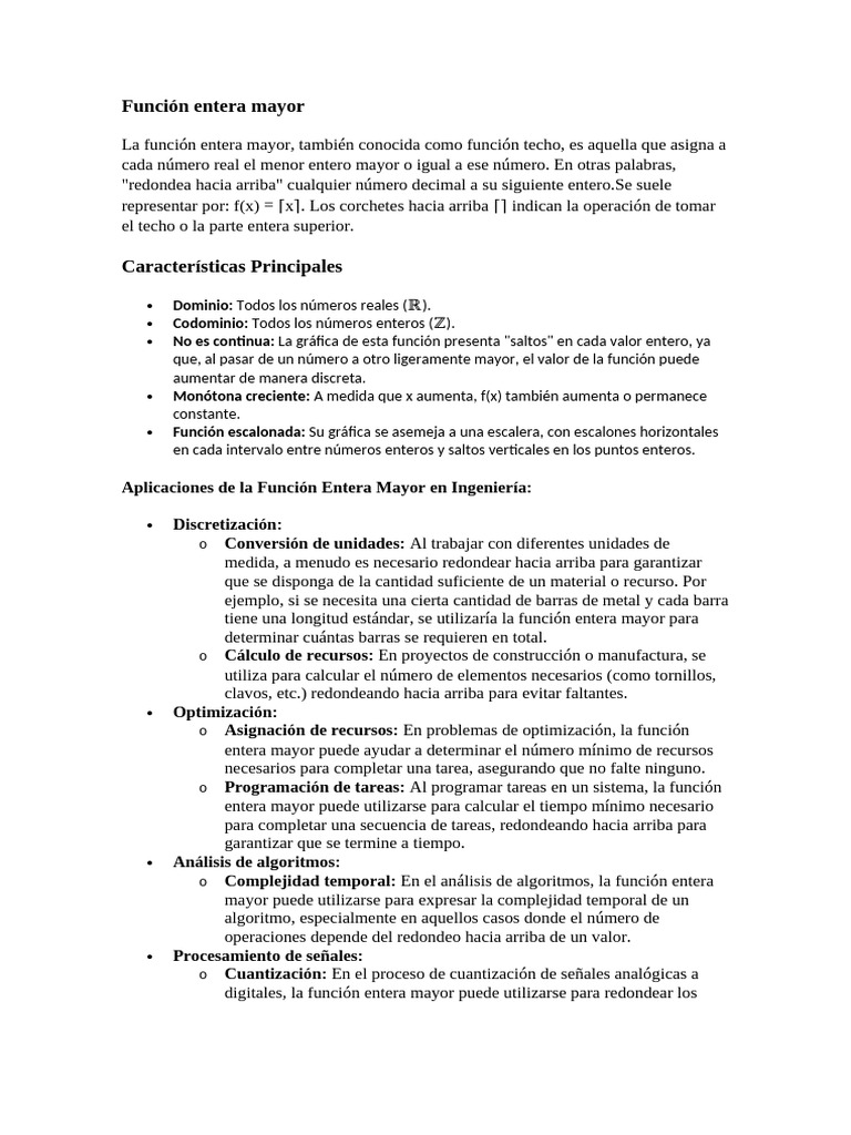 Función Entera Mayor en Ingeniería | PDF | Función (Matemáticas ...