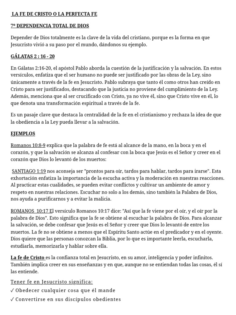 La Fe Perfecta: Confianza Total en Dios | PDF | Fe | Dios