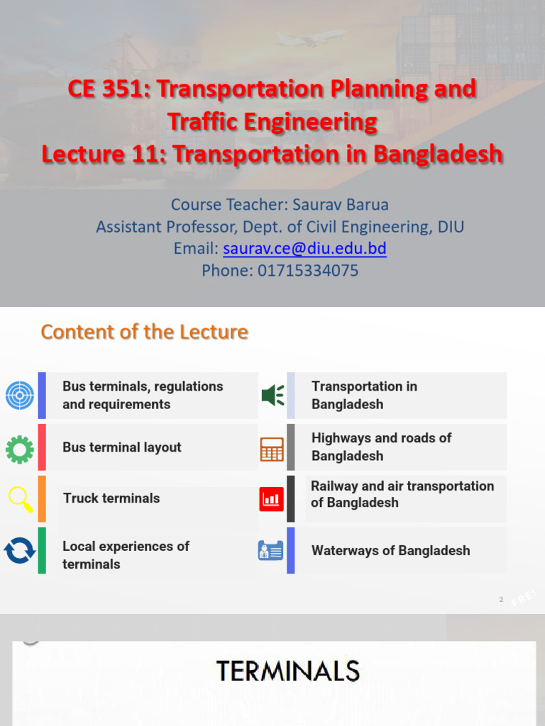 Ce 351 L11 Transportation In Bangladesh Pdf Transport Road
