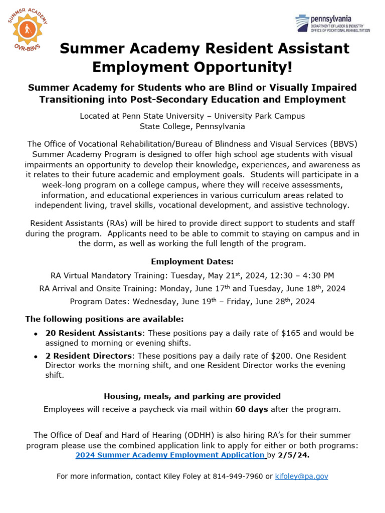 Summer Academy RA Job Opportunity | PDF
