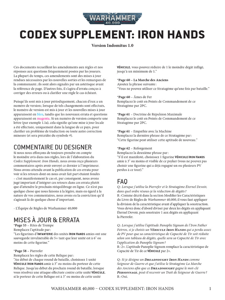 Codex Supplement: Iron Hands 1.0 | PDF