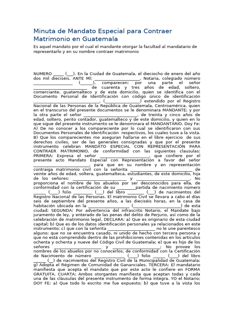 Mandato Especial para Contraer Matrimonio | PDF | Guatemala | Justicia