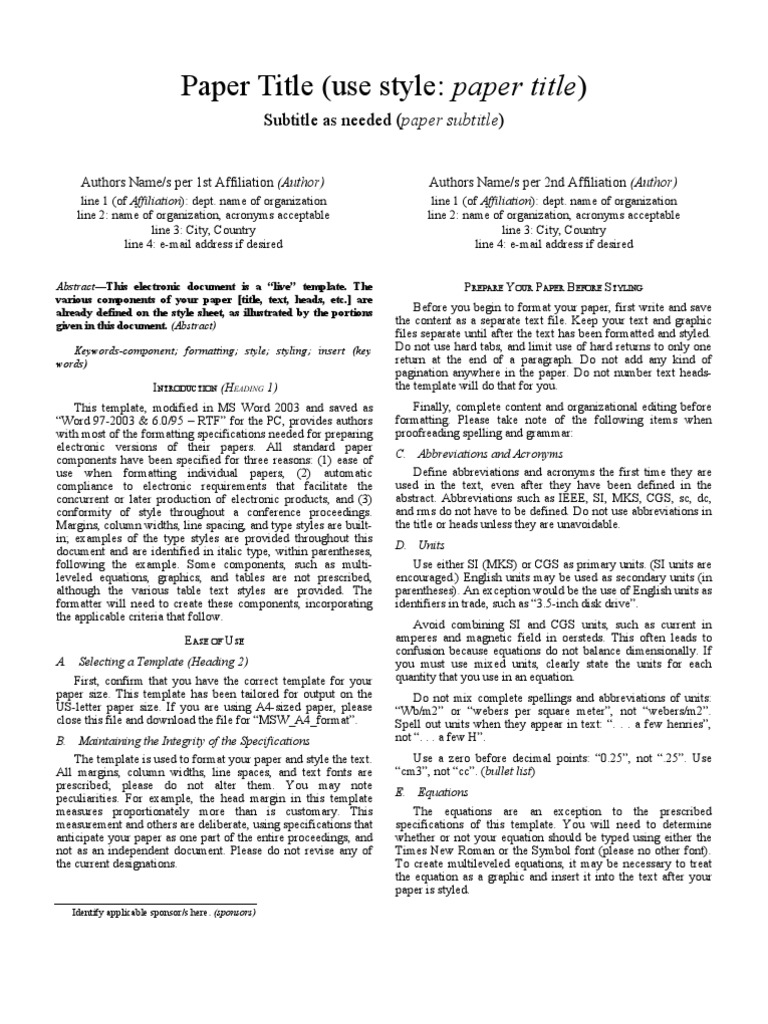 Formatting Guide for Academic Papers | PDF | Bracket | International ...