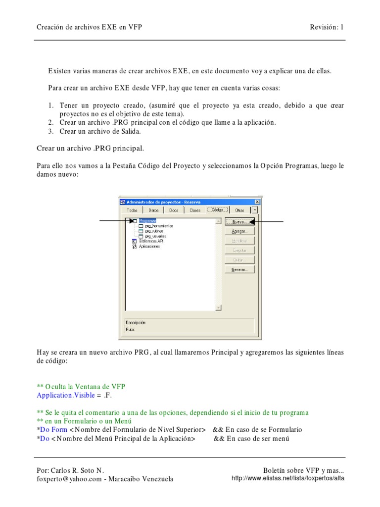 Crear archivos EXE en VFP | PDF | Ventana (informática) | Archivo de ...