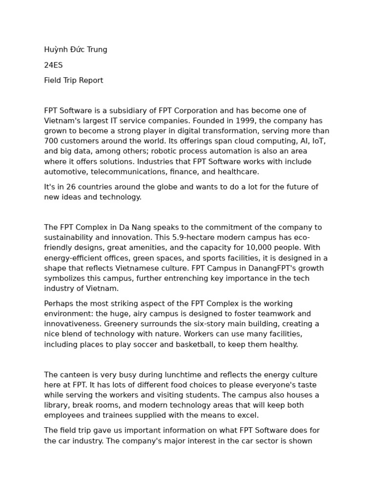 Hu%E1%BB%B3nh %C4%90%E1%BB%A9c Trung Fieldtrip | PDF | Car | Sustainability