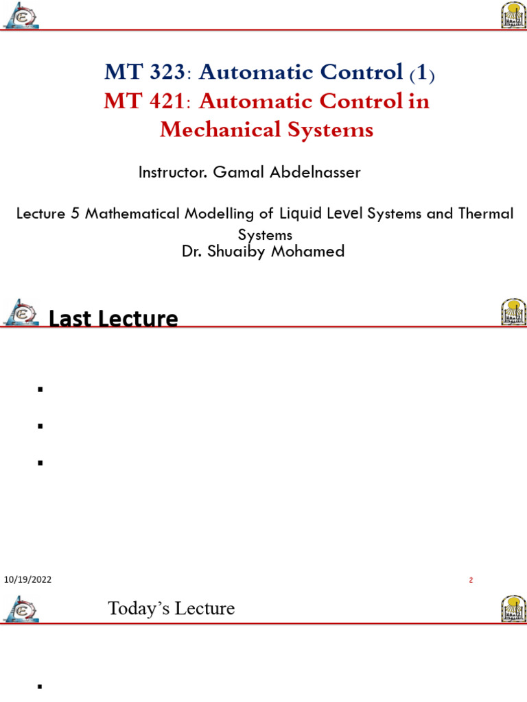 Lec_05_Mathematical Modelling of Liquid Level Systems _2020 | PDF ...