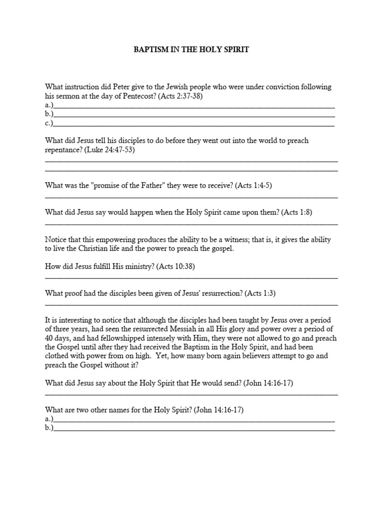 Understanding Baptism in the Holy Spirit | PDF | Acts Of The Apostles ...