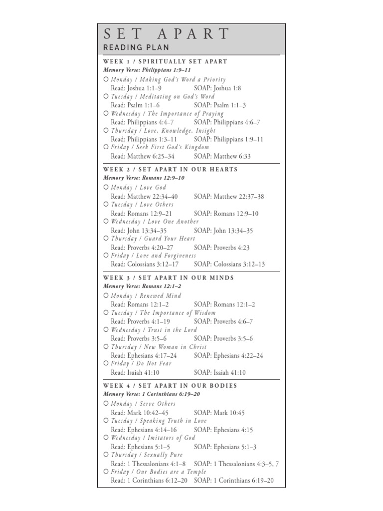 FINAL SetApart English ReadingPlan | PDF | New Testament Content ...